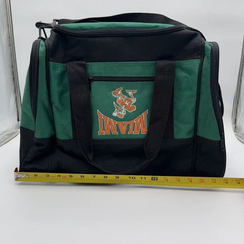 Vintage Miami Hurricanes Duffel Bag Collegiate Gym/Travel Bag Retro Embroidered